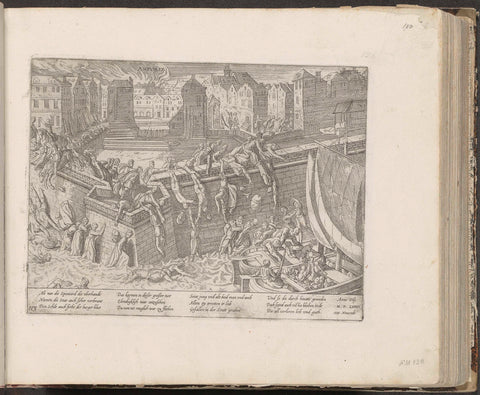 Spaanse Furie: inwoners vluchten in de Schelde, 1576, Frans Hogenberg, 1576 - c. 1579 Canvas Print