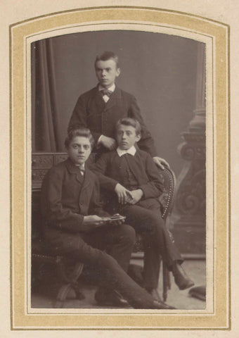 Portrait of three boys, Albert Greiner, 1862 - c. 1900 Canvas Print