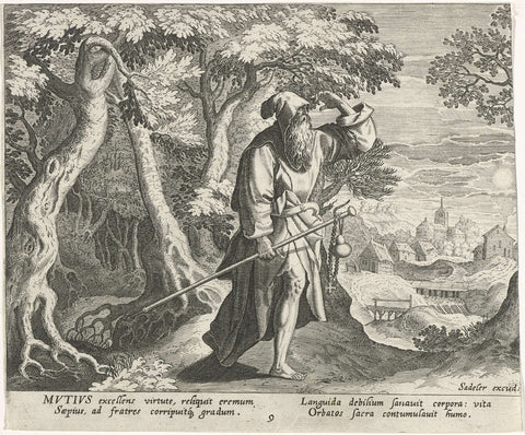 Mutius the Hermit, Johann Sadeler (I), 1583 - 1588 Canvas Print