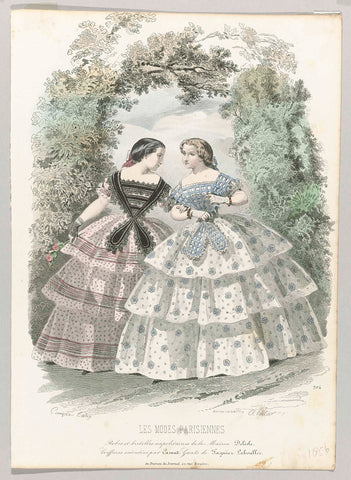 Les Modes Parisiennes, 1856, No. 704 : Robes et bretelles (...), A. Portier, 1856 Canvas Print