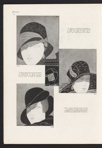 Femina, Mars 1928: 15: three hats of Agnes, anonymous, 1928 Canvas Print