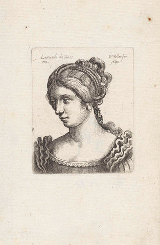 Head of a woman with different braids in the hair, Wenceslaus Hollar, 1648 Canvas Print