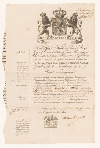 Passport of the Kingdom of the Netherlands, 1822, Ministry of Foreign Affairs, 1822 Canvas Print