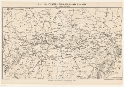 Map of the battlefield in Silesia, Bohemia and Saxony, 1866, Carl Friedrich Baur, 1866 Canvas Print