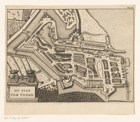 Map of Veere, anonymous, 1715 - 1755 Canvas Print