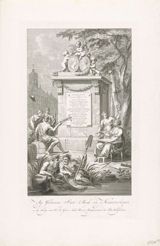 Title print for the print series of the collection of William V and Wilhelmina of Prussia in Amsterdam, 1768, Reinier Vinkeles (I), 1772 - 1773 Canvas Print