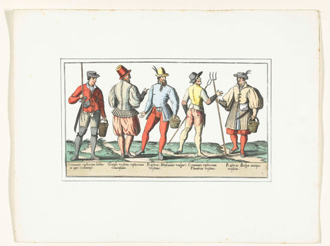 Four peasants dressed according to current fashion and one after the old fashion, ca. 1580, anonymous, 1872 - 1875 Canvas Print