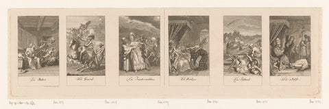 Six performances from the dance of the dead, Daniel Nikolaus Chodowiecki, 1791 Canvas Print