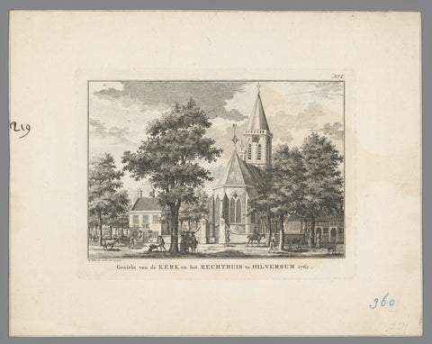 View of the church and the courthouse in Hilversum, 1762, Willem Writs, 1766 - 1786 Canvas Print