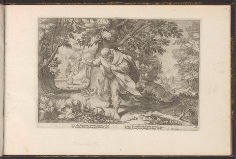 Tiiresias Strikes Two Mating Serpents, Hendrick Goltzius (workshop of), 1728 Canvas Print