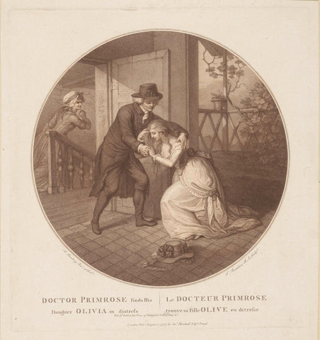 Doctor Primrose finds its daughter, Francesco Bartolozzi, 1787 Canvas Print