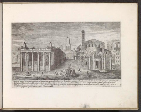 Temple of Antoninus Pius and Faustina and the Temple of Romulus, Aegidius Sadeler, 1624 - 1650 Canvas Print