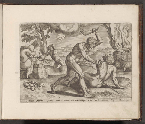 Cain kills Abel, Johann Sadeler (I), 1579 Canvas Print