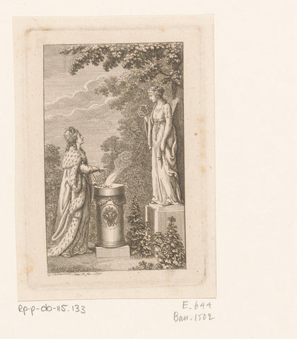 Germania sacrifices flowers to a statue of Flora, Daniel Nikolaus Chodowiecki, 1790 Canvas Print