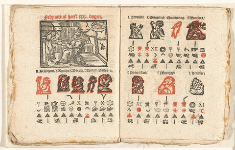 Pages with the forecast for the month of February, 1712, anonymous, 1712 Canvas Print