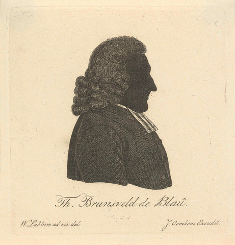 Silhouette portrait of Theodorus Brunsveld de Blau, Carl Cristiaan Fuchs, 1808 - 1844 Canvas Print