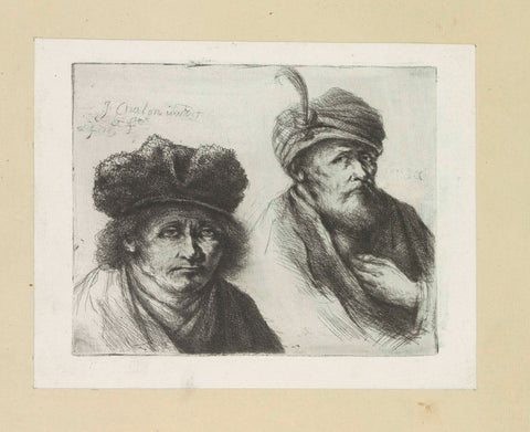 Two men with hat and turban, Jan Chalon, 1802 Canvas Print