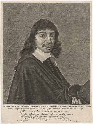 Portrait of René Descartes, Jacob van Meurs, 1650 - 1652 Canvas Print