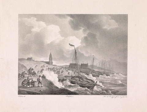 Storm at Scheveningen, 1825, Alexandre Joseph Boens, 1825 - 1826 Canvas Print