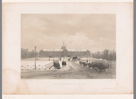 View of the Hôtel des Invalides and the esplanade, Louis Jules Arnout, 1844 - 1845 Canvas Print