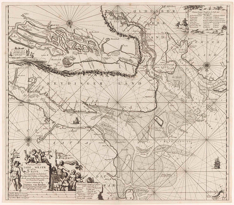 Pass map of part of the Elbe, the Weser and the Jadeboezem, Jan Luyken, 1681 - 1799 Canvas Print