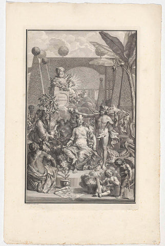 Various allegorical figures in the garden of George Clifford, Jan Wandelaar, 1738 Canvas Print