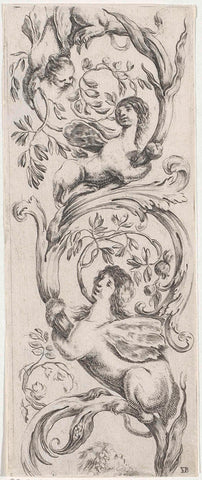 Ornament met sfinxen, Stefano della Bella, 1620 - 1664 Canvas Print