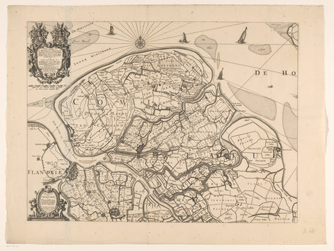 Map of Zeeuws-Vlaanderen, anonymous, Hendrick Thibaut, 1719 - 1725 Canvas Print