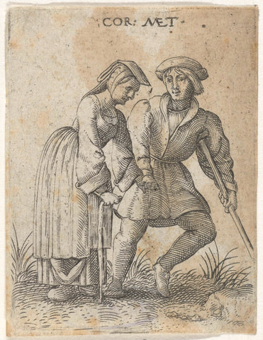 Crippled couple dressed as citizens, Cornelis Massijs, after 1538 - before 1577 Canvas Print