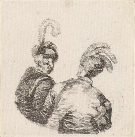 Two men composed of feathered hats, seen on the back, Stefano della Bella, 1620 - 1664 Canvas Print