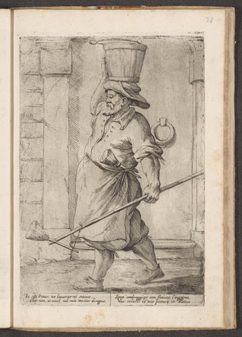 Bricklayer who is going to whitewash a wall, Giuseppe Maria Mitelli, 1660 Canvas Print