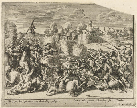 The Irish defeated at Enniskillen, 1689, Pieter Pickaert, 1691 Canvas Print