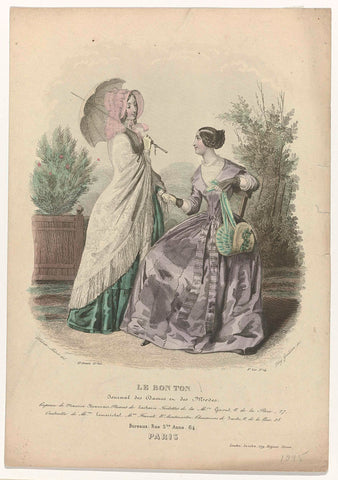 Le Bon Ton, Journal des Dames et des Modes, 1845, 11th Year, 2nd Vol, 8th Liv, No. 14 : Chapeau de Maurice Beauvais (...), Tony Goutière, 1845 Canvas Print