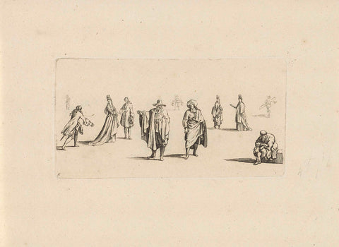 Study sheet with seated and standing figures, anonymous, 1675 - 1711 Canvas Print