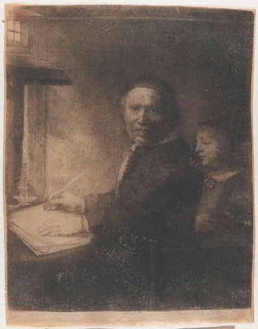 Lieven Willemsz. van Coppenol, writing master: the smaller plate, Rembrandt van Rijn, c. 1658 Canvas Print