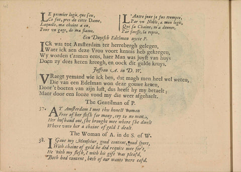 Quatrains at performances by a German nobleman and a woman from Amsterdam, Crispijn van de Passe (II), 1641 Canvas Print