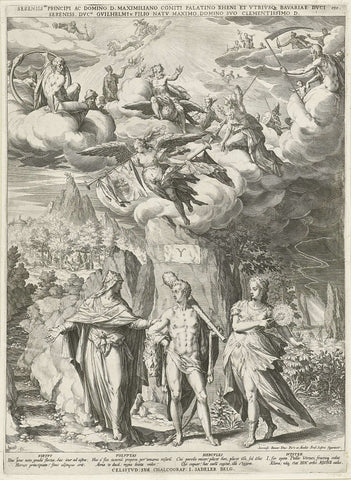 Hercules op de tweesprong, Johann Sadeler (I), 1588 - 1595 Canvas Print