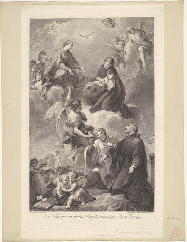 Maria with Child, angels and three saints, Francesco Bartolozzi, 1739 - 1780 Canvas Print