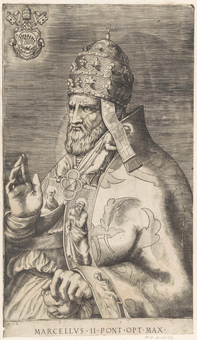 Portrait of Pope Marcellus II, Giulio Bonasone, 1501 - 1580 Canvas Print