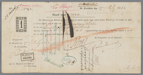 Bill of exchange for Helena Fabio, slaveholder on St Eustatius, anonymous, 1863 Canvas Print