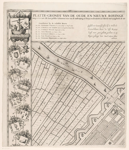 Plattegrond van Amsterdam met ontwerp en uitvoering van de Vierde Uitleg (eerste deel), Julius Mülhüssen, 1721 - 1774 Canvas Print