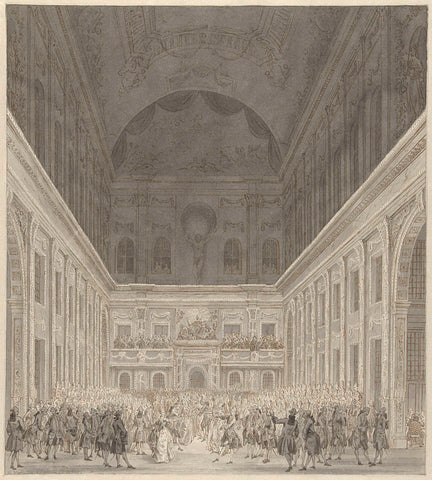 Ball in the Burgerzaal of the City Hall of Amsterdam in honor of the visit of Prince William V and Wilhelmina of Prussia, June 1768, Reinier Vinkeles (I), 1768 - 1772 Canvas Print