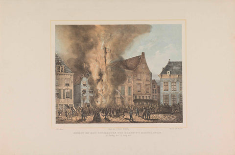 Gezigt at the outbreak of the fire in Middelburg. on Sunday, den 28 Junij 1857, Albertus Anthonius Nunnink, 1857 Canvas Print