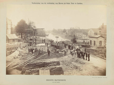 Work on the Grote Havenbrug in Leiden, Henri de Louw, 1894 Canvas Print