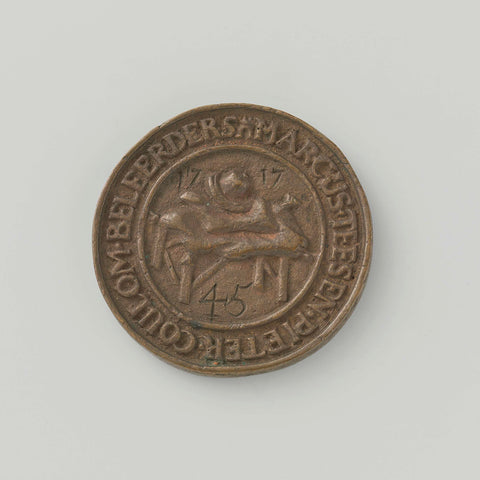 Old tailors' guild of Middelburg, guild medal with no. 45, anonymous, 1717 Canvas Print