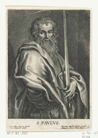 Saint Paulus with sword, Schelte Adamsz. Bolswert, 1596 – 1659 Canvas Print