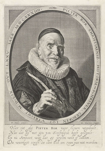 Portrait of Pieter Christiansz. Bor, Adriaen Matham, 1634 Canvas Print