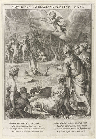 Verdrinkingsdood van de Heilige Quirinus, Raphaël Sadeler (I), 1615 Canvas Print