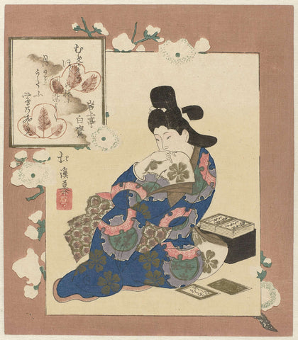 Woman with cards, Totoya Hokkei, c. 1890 - c. 1900 Canvas Print