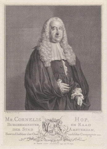 Portrait of Cornelis Hop, Jacob Houbraken, 1759 Canvas Print